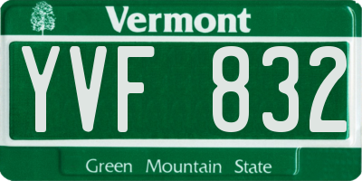 VT license plate YVF832