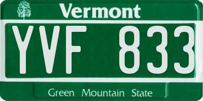 VT license plate YVF833