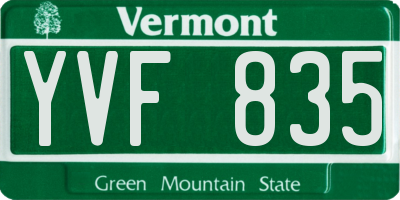 VT license plate YVF835
