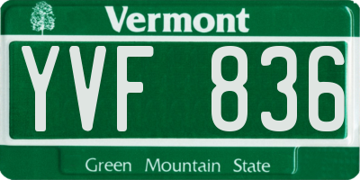 VT license plate YVF836