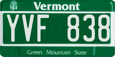 VT license plate YVF838