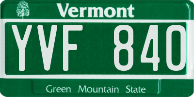 VT license plate YVF840