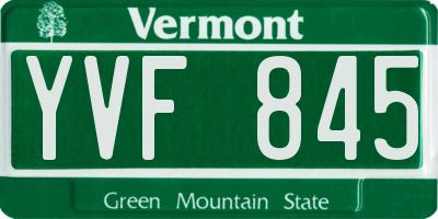 VT license plate YVF845