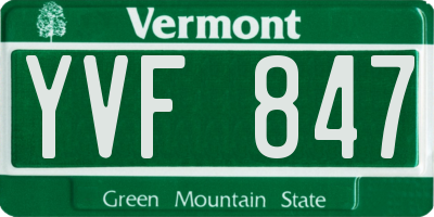 VT license plate YVF847