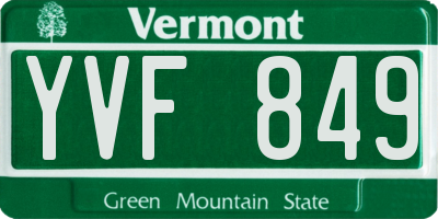 VT license plate YVF849