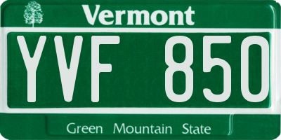VT license plate YVF850