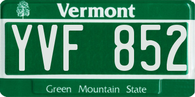 VT license plate YVF852