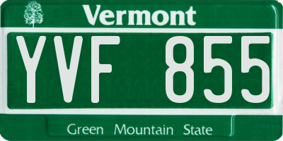 VT license plate YVF855