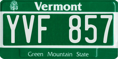 VT license plate YVF857