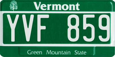VT license plate YVF859