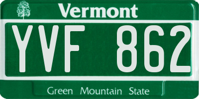 VT license plate YVF862