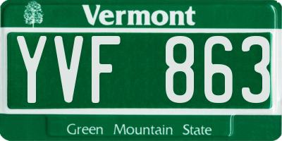 VT license plate YVF863