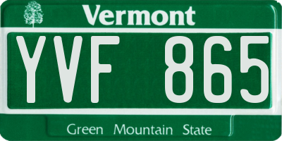VT license plate YVF865