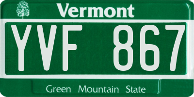 VT license plate YVF867