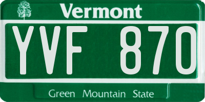 VT license plate YVF870