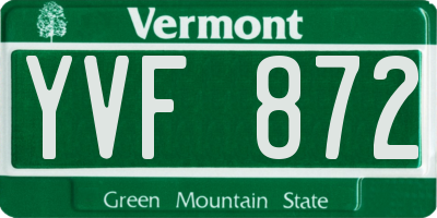 VT license plate YVF872