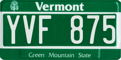 VT license plate YVF875