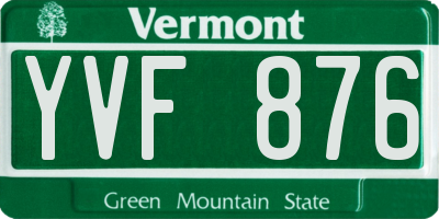 VT license plate YVF876