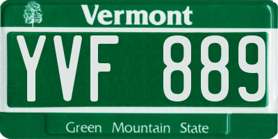 VT license plate YVF889