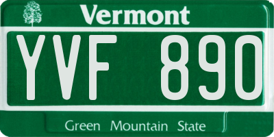 VT license plate YVF890