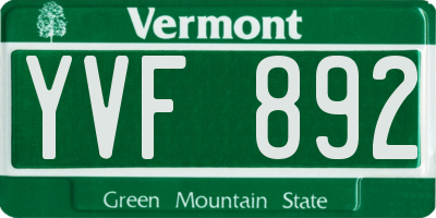 VT license plate YVF892