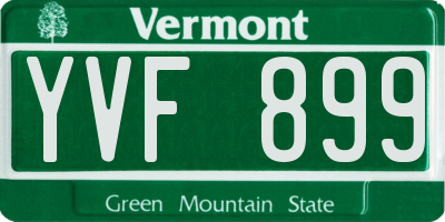 VT license plate YVF899