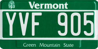 VT license plate YVF905