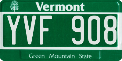 VT license plate YVF908