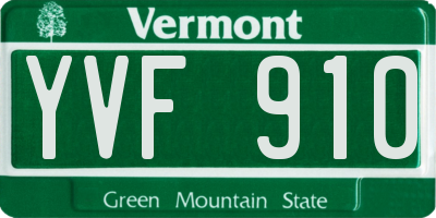 VT license plate YVF910