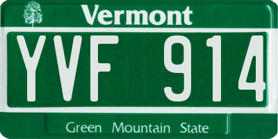 VT license plate YVF914