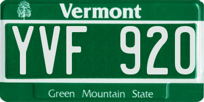 VT license plate YVF920
