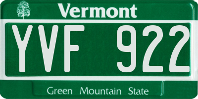 VT license plate YVF922