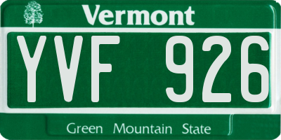 VT license plate YVF926