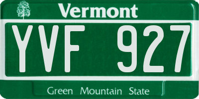 VT license plate YVF927