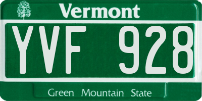 VT license plate YVF928