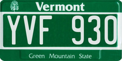 VT license plate YVF930