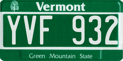 VT license plate YVF932