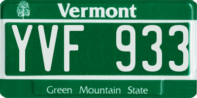 VT license plate YVF933
