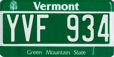 VT license plate YVF934