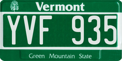 VT license plate YVF935
