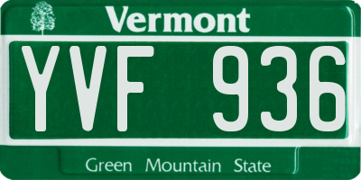 VT license plate YVF936