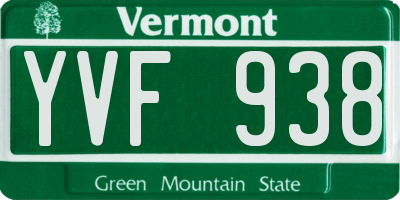 VT license plate YVF938