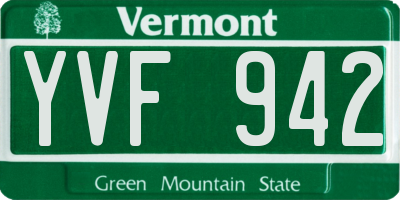 VT license plate YVF942