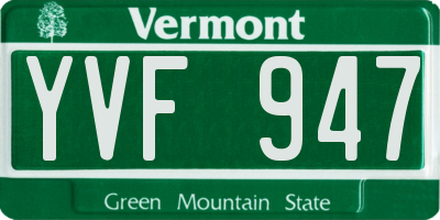 VT license plate YVF947