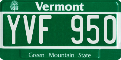 VT license plate YVF950