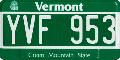 VT license plate YVF953