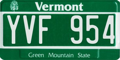 VT license plate YVF954