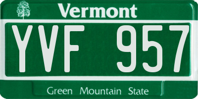 VT license plate YVF957