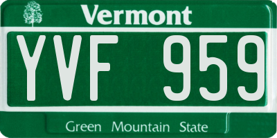 VT license plate YVF959
