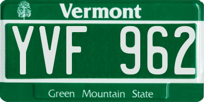 VT license plate YVF962